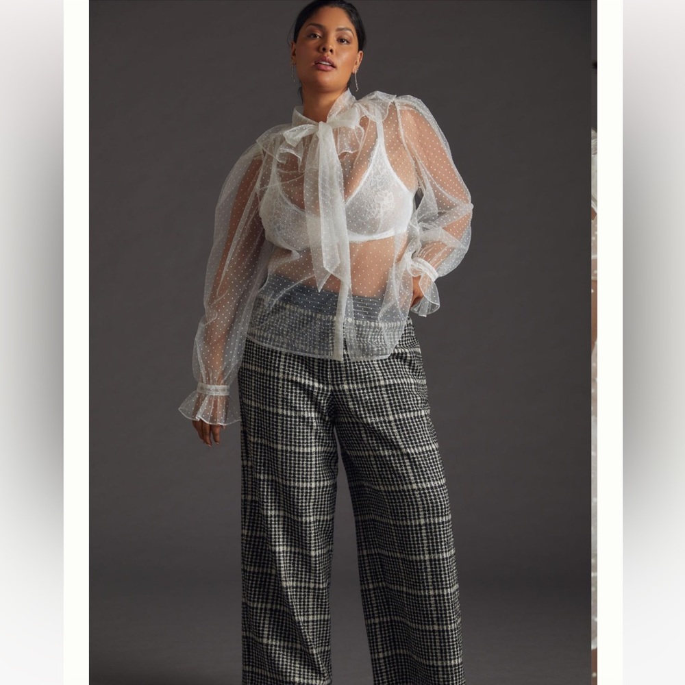 DOLAN SHEER TIE-NECK BLOUSE